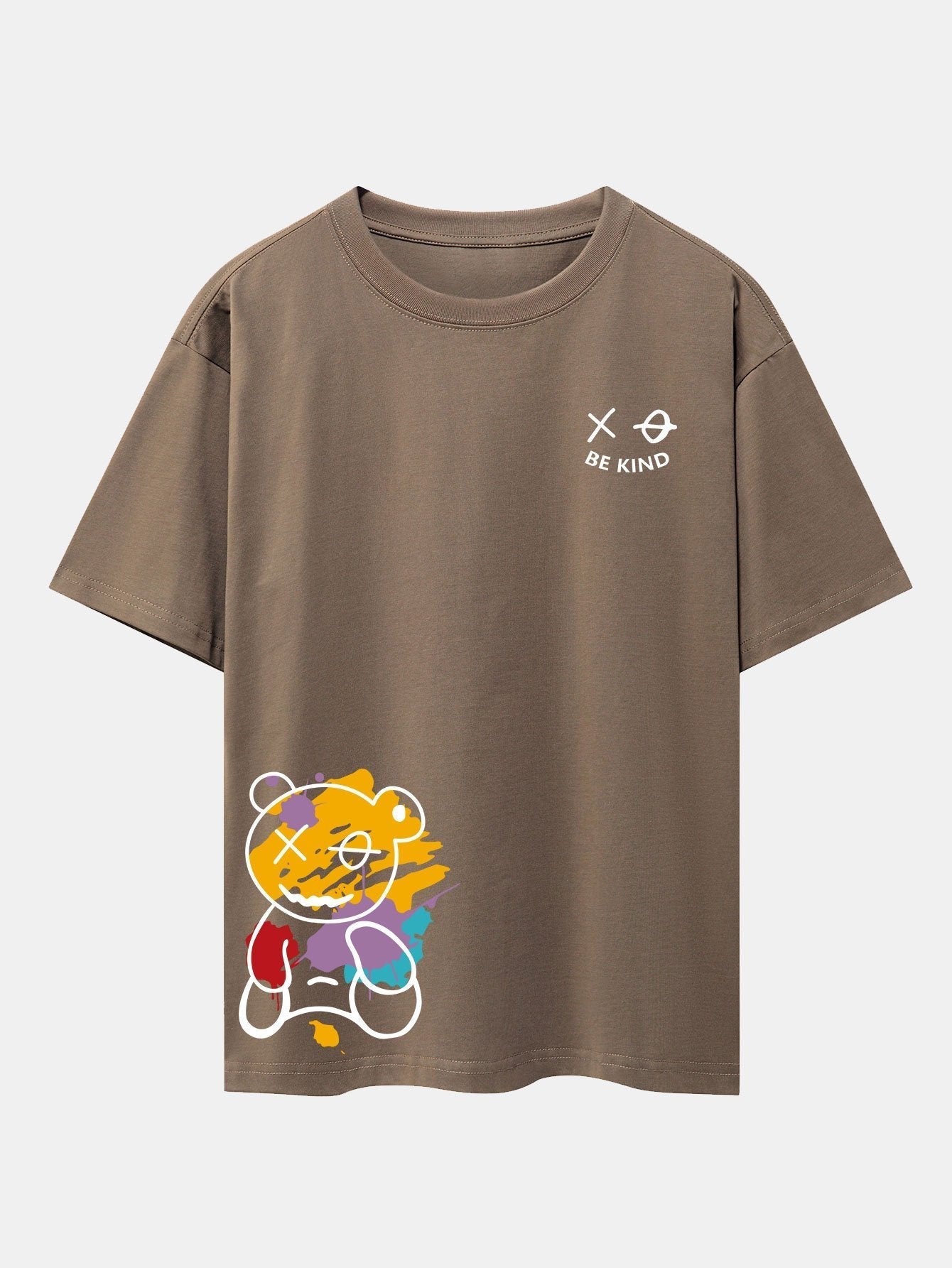 Graffiti Bear Print Drop Shoulder Oversize T-Shirt