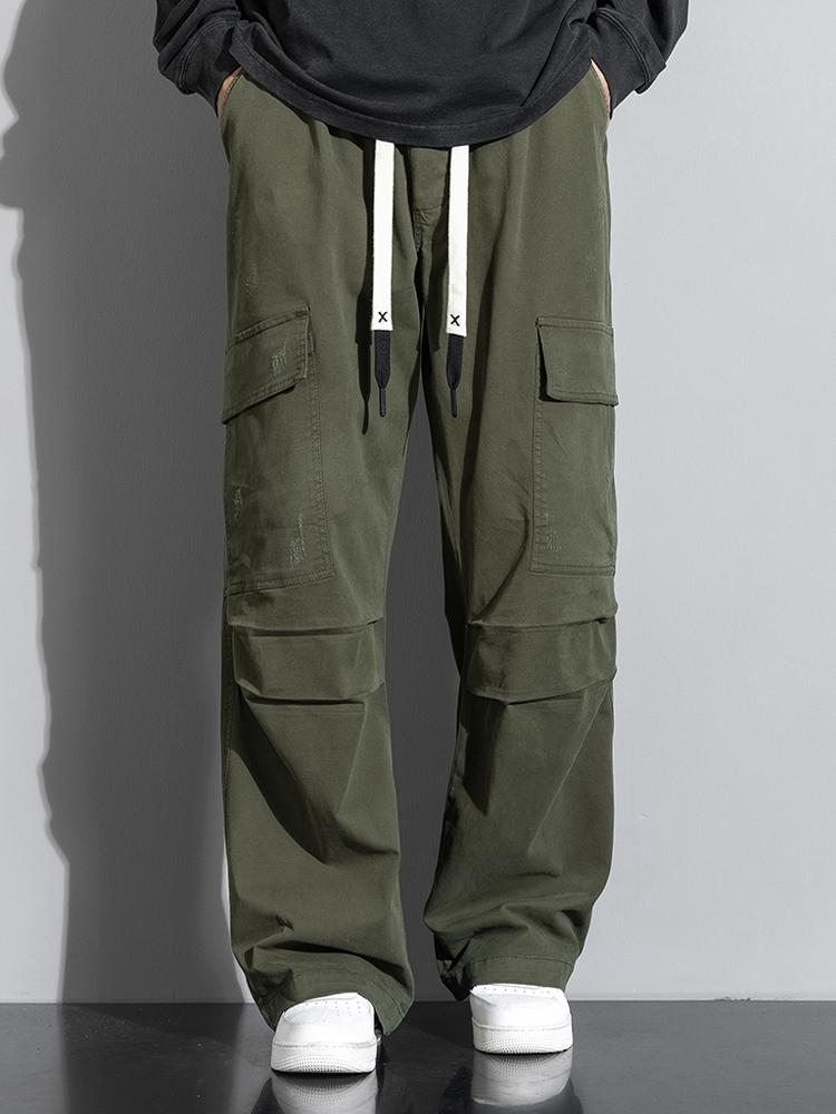Straight Leg Cotton Cargo Pants