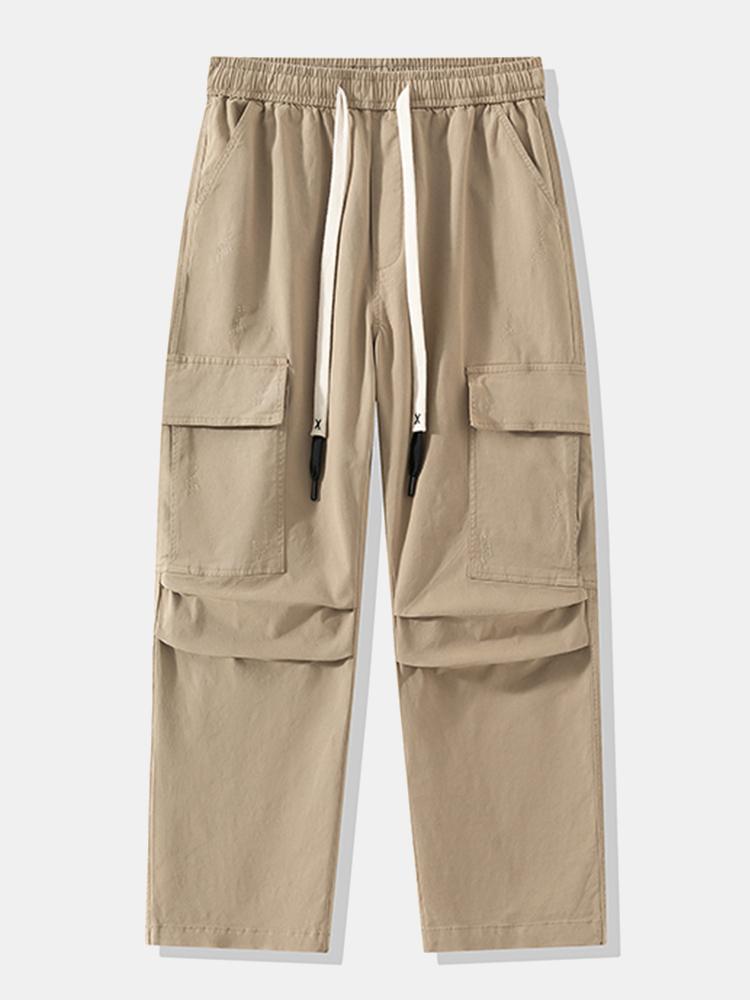 Straight Leg Cotton Cargo Pants