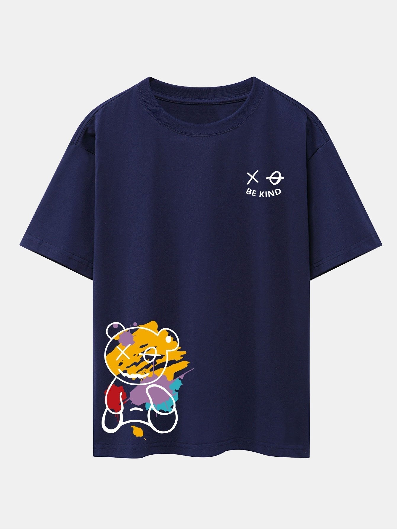 Graffiti Bear Print Drop Shoulder Oversize T-Shirt