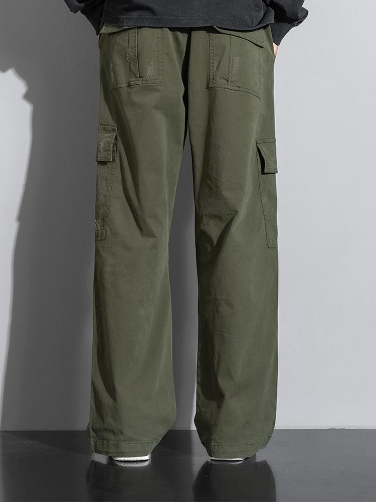 Straight Leg Cotton Cargo Pants
