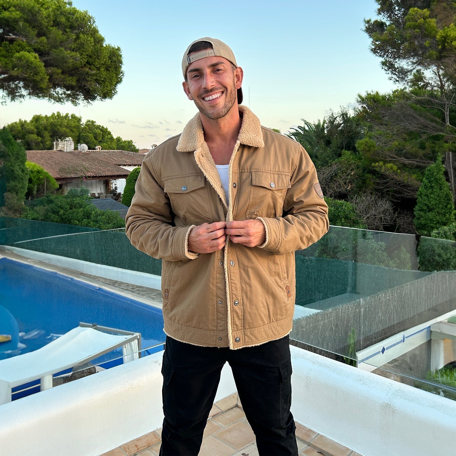 Men's Sherpa Lined Jacket with Multi Pockets