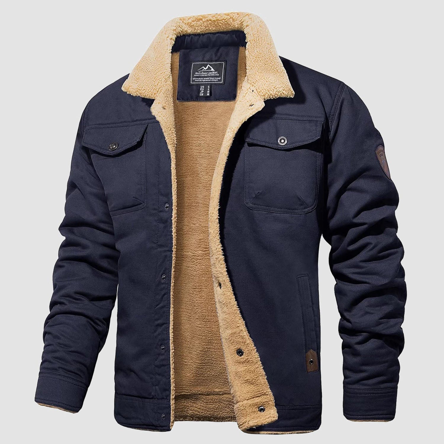 Men's Sherpa Lined Jacket with Multi Pockets