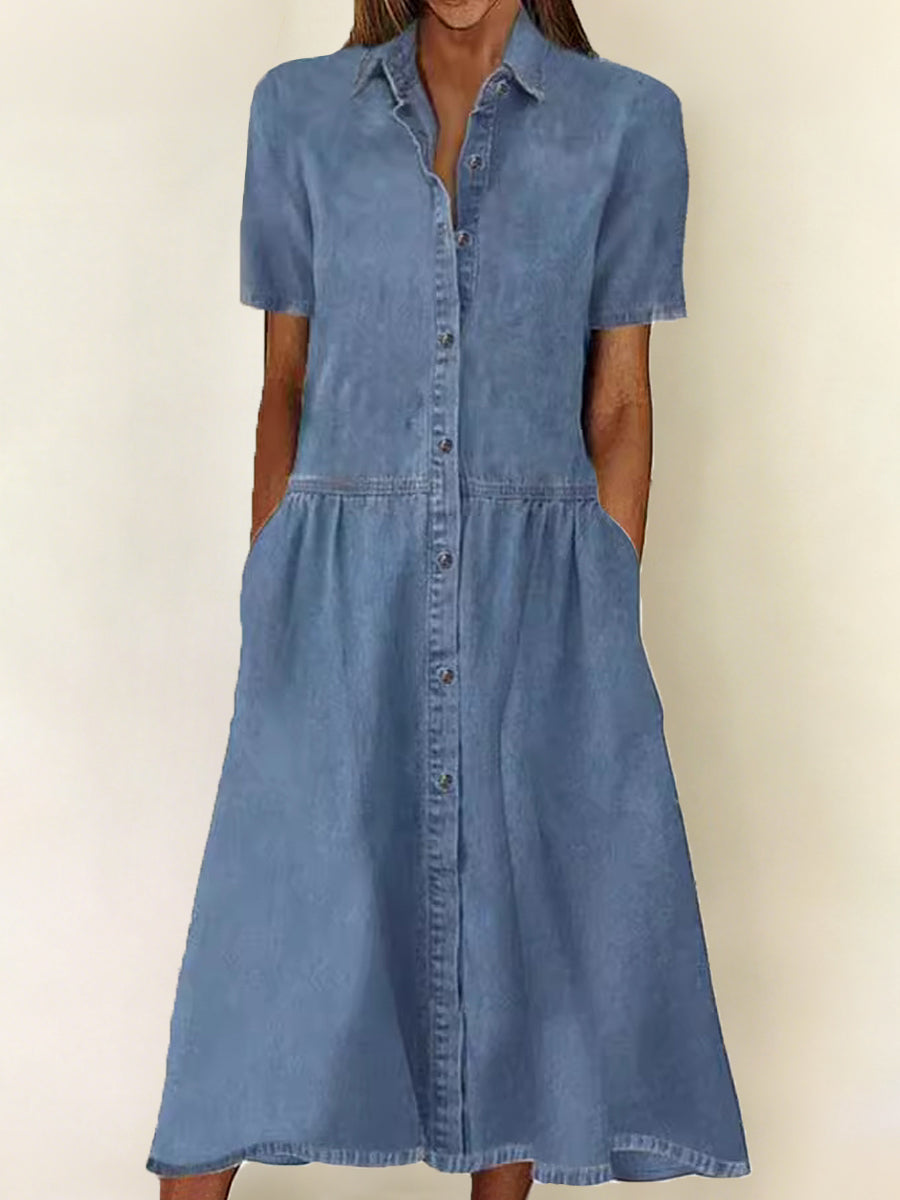 Carolina | Robe en jean à manches courtes